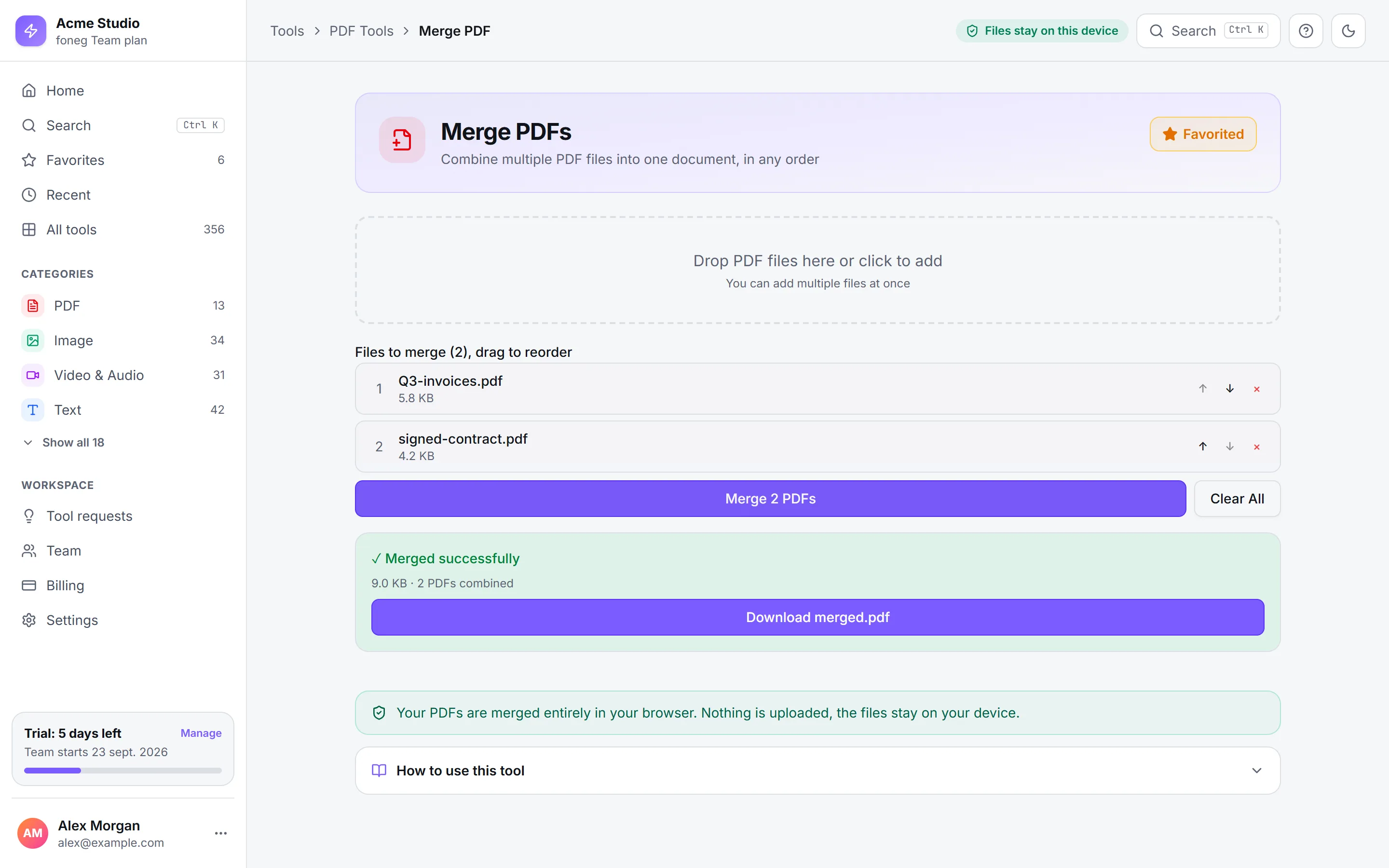 Merge PDF with two files merged